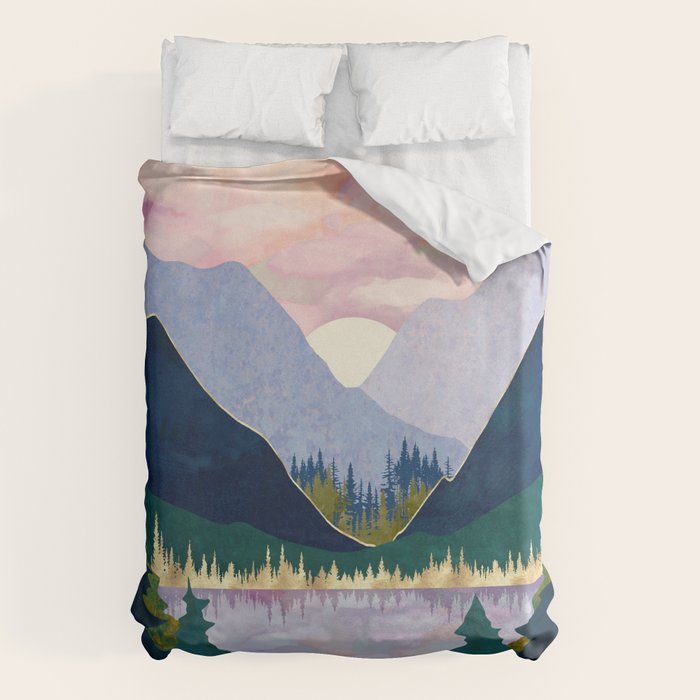 Winter Mountain Lake Duvet Cover Gallery Image 1