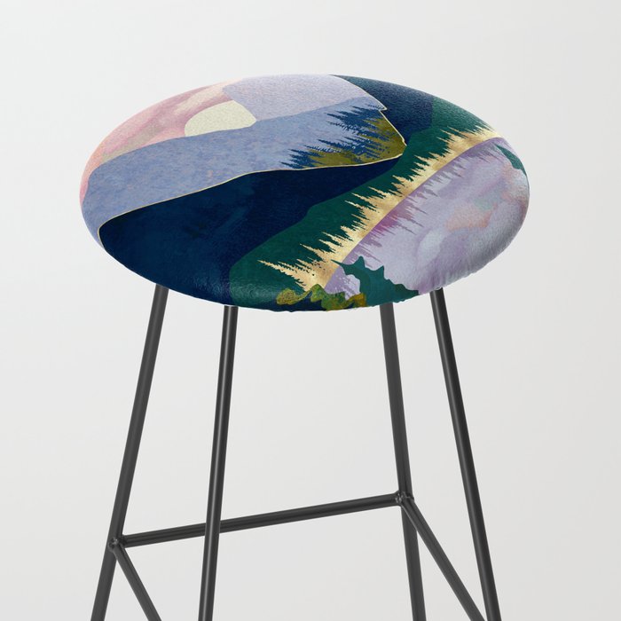 Winter Mountain Lake Stool Gallery Image 2