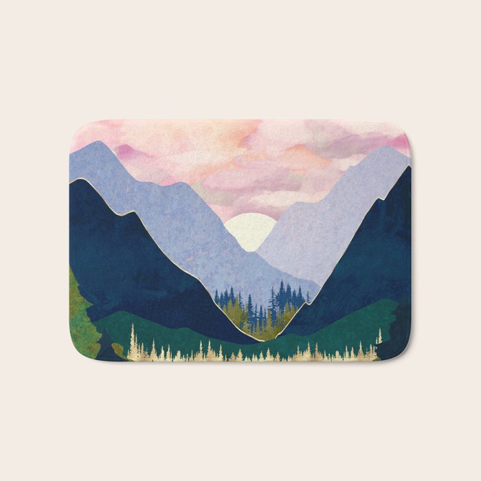 Winter Mountain Lake Bath Mat Gallery Image 1