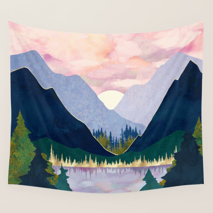 Winter Mountain Lake Wall Tapestry Gallery Image 4