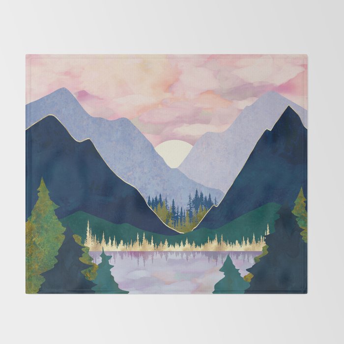Winter Mountain Lake Throw Blanket Gallery Image 2