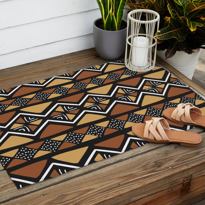 African mud cloth Mali Outdoor Rug Gallery Image 2