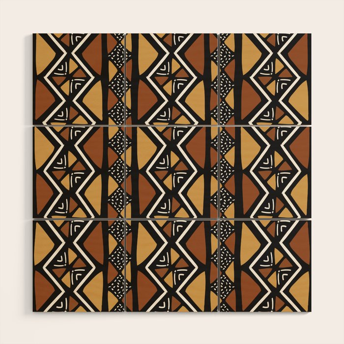 African mud cloth Mali Wood Wall Art Gallery Image 1