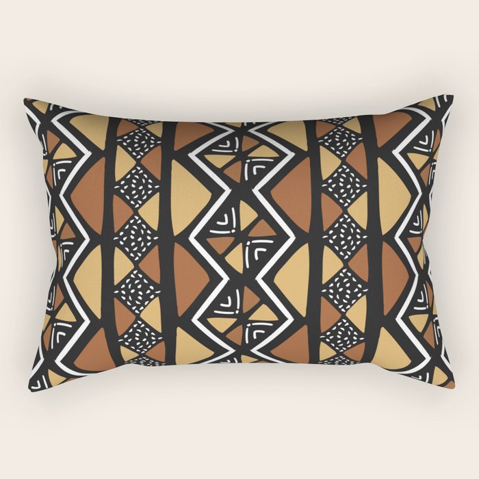 African mud cloth Mali Rectangular Pillow Gallery Image 2