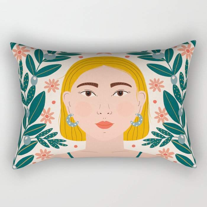 Pretty Woman Portrait Rectangular Pillow Gallery Image 1