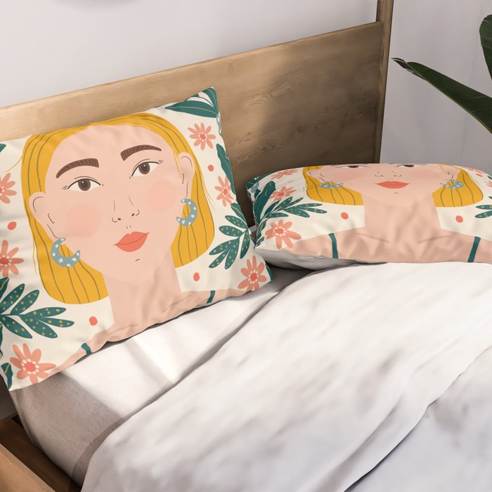 Pretty Woman Portrait Pillow Sham Gallery Image 2