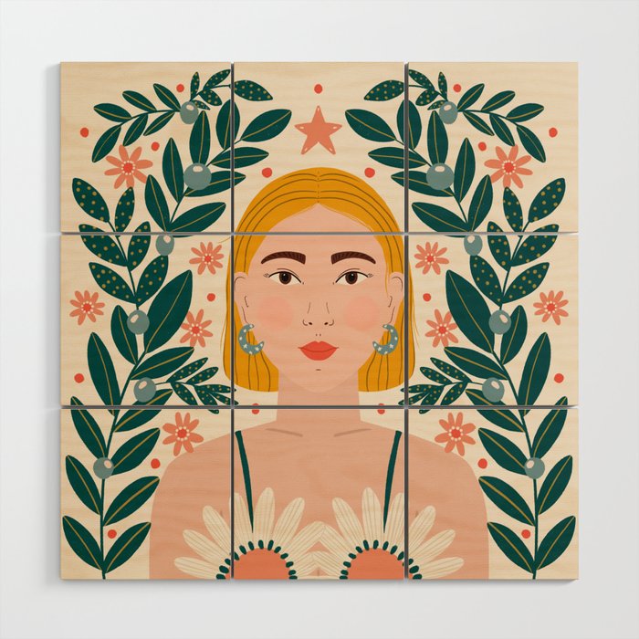 Pretty Woman Portrait Wood Wall Art Gallery Image 1