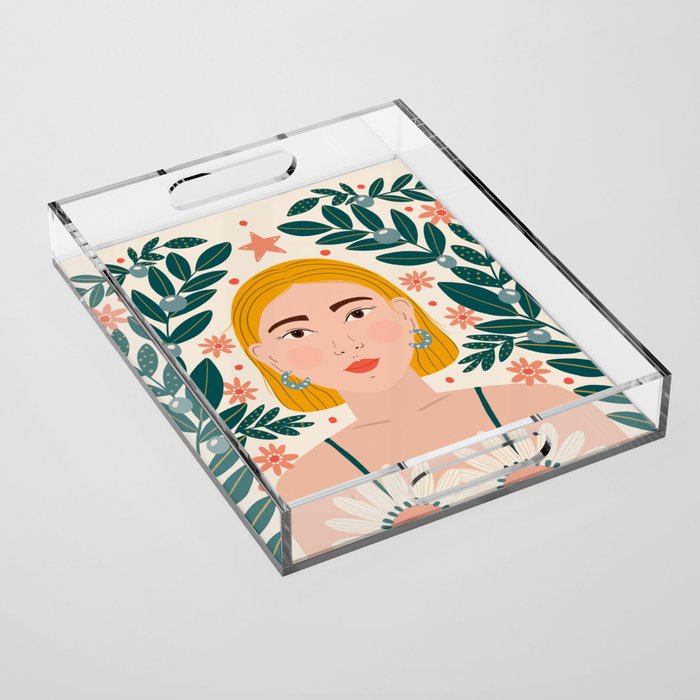 Pretty Woman Portrait Acrylic Tray Gallery Image 1