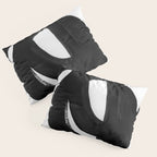 Black & White Minimalist Ink Tribal Mid Century Pattern Dark Painting Pattern Pillow Sham Gallery Image 3