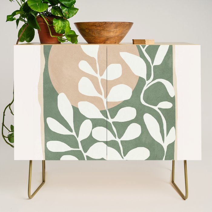 Minimal Abstract Leaves 02 Credenza Gallery Image 1