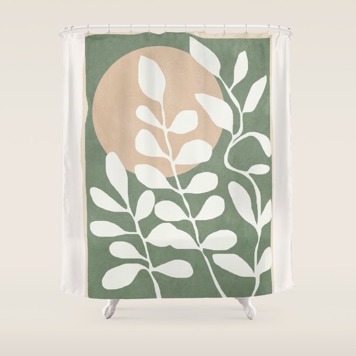 Minimal Abstract Leaves 02 Shower Curtain Gallery Image 1