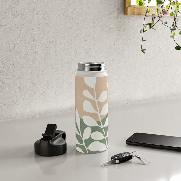 Minimal Abstract Leaves 02 Water Bottle Gallery Image 4