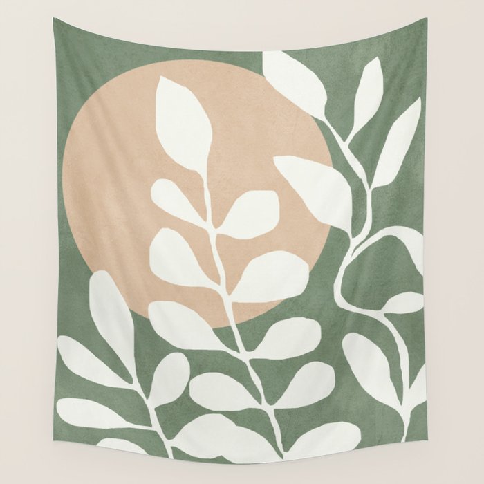 Minimal Abstract Leaves 02 Wall Tapestry Gallery Image 1