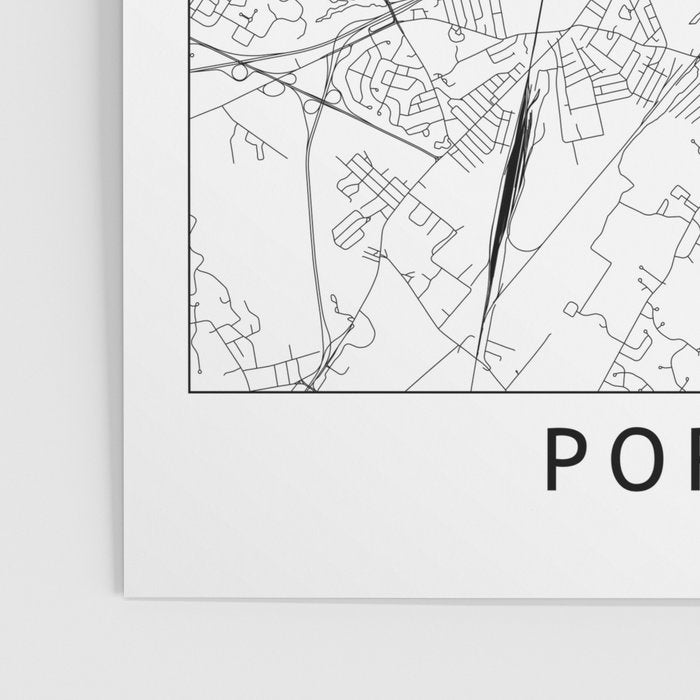 Portland Maine White Map Poster Gallery Image 3