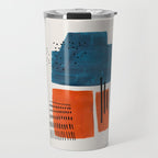 Burnt Orange Jewel Teal Blue Mid Century Modern Funky Colorful Shapes Patterns by Ejaaz Haniff Travel Mug Gallery Image 1