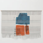 Burnt Orange Jewel Teal Blue Mid Century Modern Funky Colorful Shapes Patterns by Ejaaz Haniff Wall Hanging Gallery Image 1