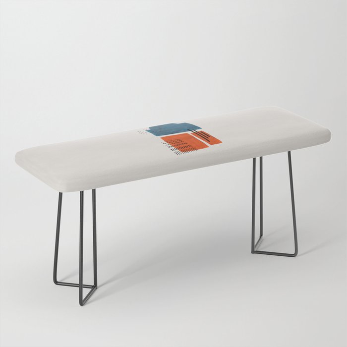 Burnt Orange Jewel Teal Blue Mid Century Modern Funky Colorful Shapes Patterns by Ejaaz Haniff Bench Gallery Image 1