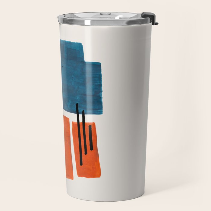 Burnt Orange Jewel Teal Blue Mid Century Modern Funky Colorful Shapes Patterns by Ejaaz Haniff Travel Mug Gallery Image 2