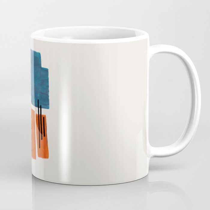 Burnt Orange Jewel Teal Blue Mid Century Modern Funky Colorful Shapes Patterns by Ejaaz Haniff Coffee Mug Gallery Image 1