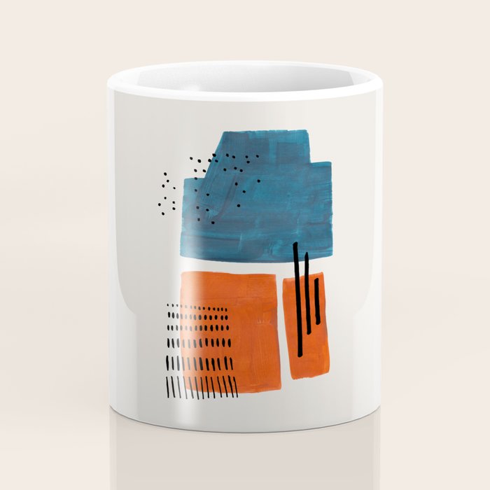 Burnt Orange Jewel Teal Blue Mid Century Modern Funky Colorful Shapes Patterns by Ejaaz Haniff Coffee Mug Gallery Image 4