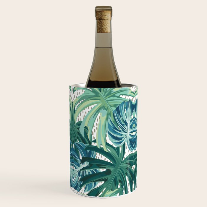 Tropical Palms, Green and Blue, Abstract Wine Chiller Gallery Image 1