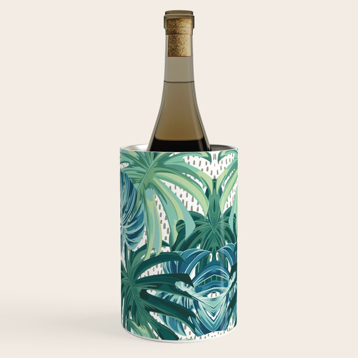 Tropical Palms, Green and Blue, Abstract Wine Chiller Gallery Image 2