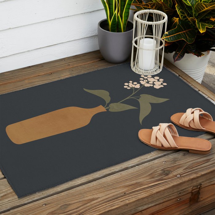 Minimal Abstract Art Vase Flower 10 Outdoor Rug Gallery Image 2