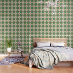 Retro Geometric Plaid Green Camel Wallpaper Gallery Image 3
