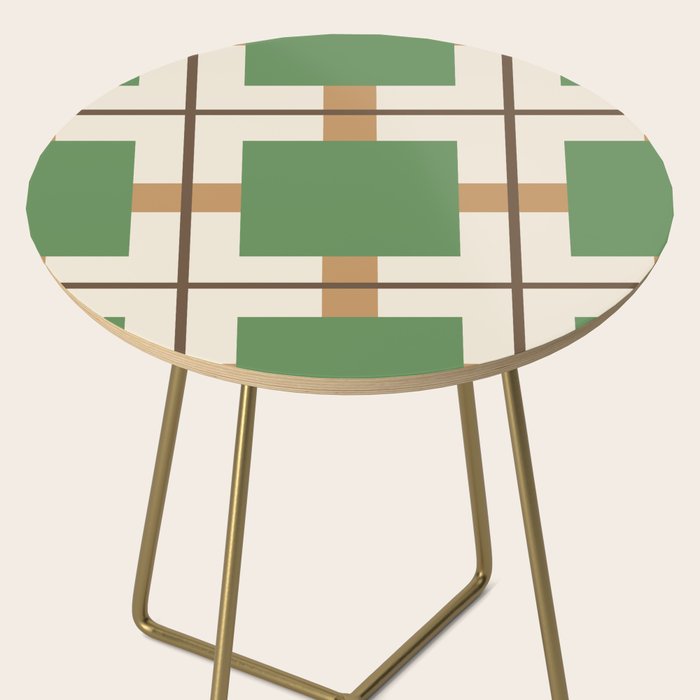 Retro Geometric Plaid Green Camel Side Table Gallery Image 2