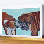 Kissing Boxers Dogs Portrait Wall Mural Gallery Image 2