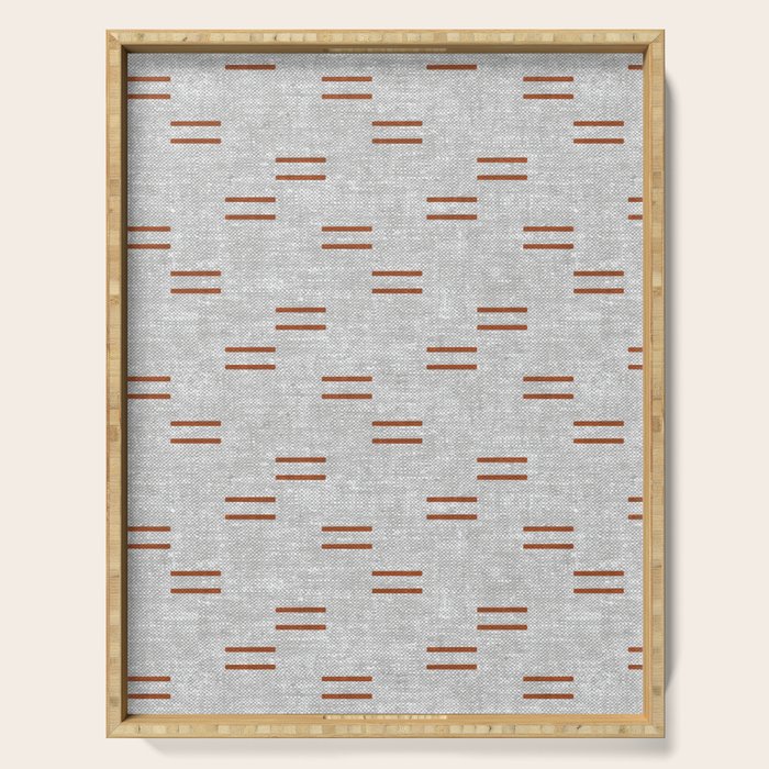 double dash - rust on greige Serving Tray Gallery Image 1