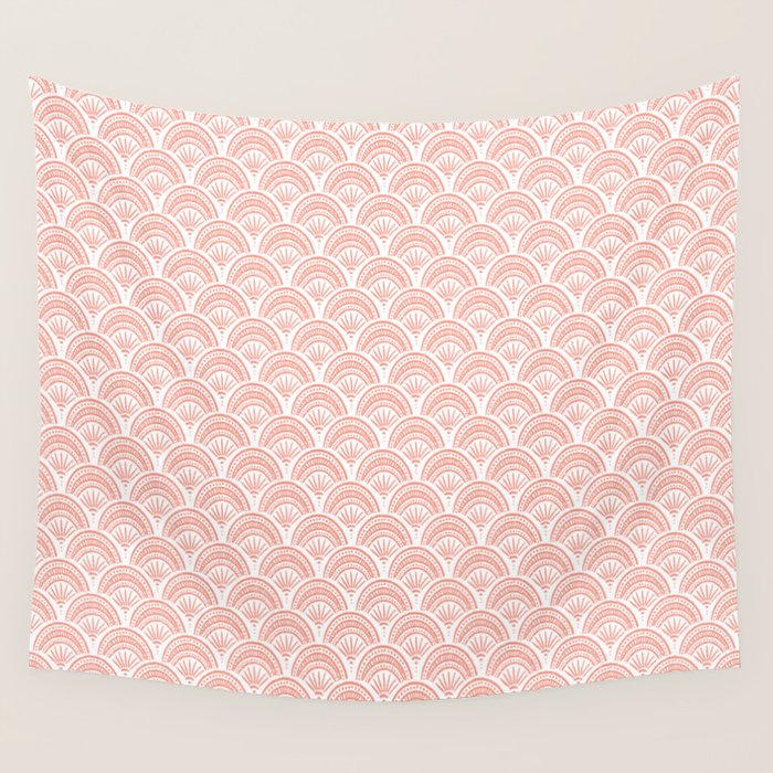 Coastal Deco . Coral Wall Tapestry Gallery Image 4