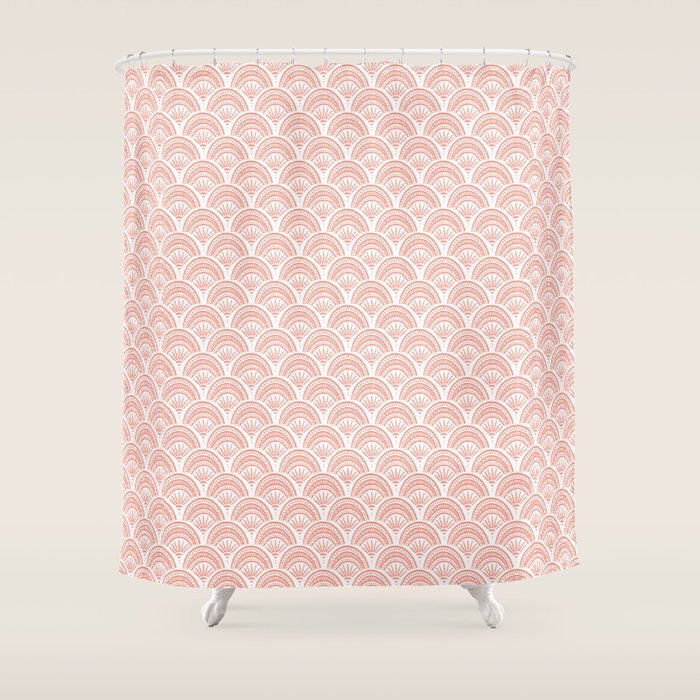Coastal Deco . Coral Shower Curtain Gallery Image 1