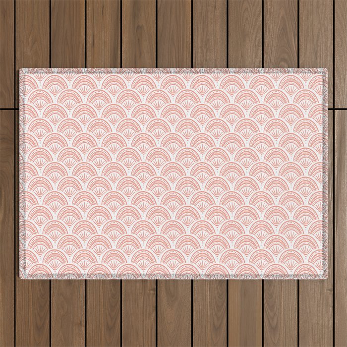 Coastal Deco . Coral Outdoor Rug Gallery Image 1