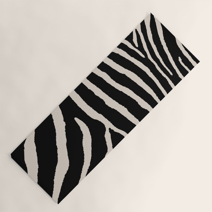Zebra Wild Animal Print 237 Black and Linen White Yoga Mat Gallery Image 1