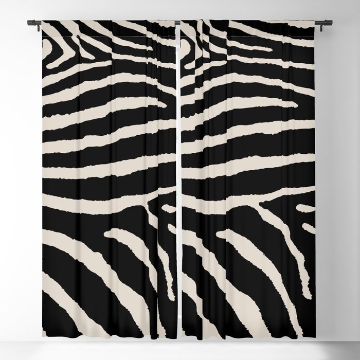 Zebra Wild Animal Print 237 Black and Linen White Window Curtain Gallery Image 5