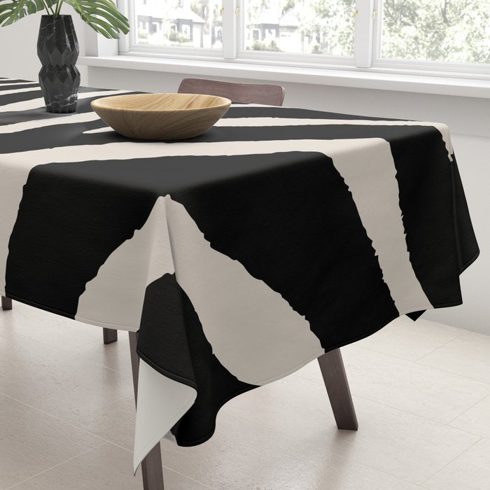 Zebra Wild Animal Print 237 Black and Linen White Tablecloth Gallery Image 3