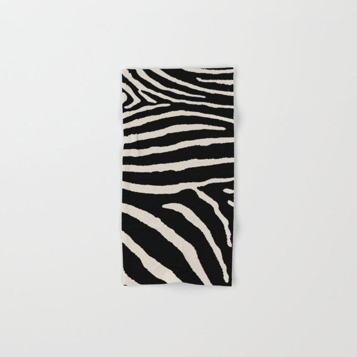 Zebra Wild Animal Print 237 Black and Linen White Bath Towel Gallery Image 1