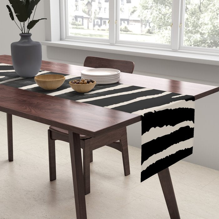 Zebra Wild Animal Print 237 Black and Linen White Table Runner Gallery Image 2