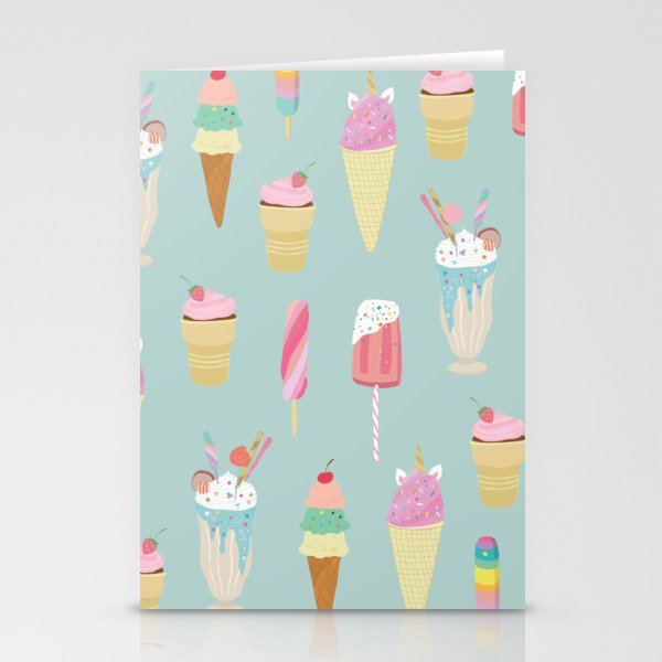 Vintage Ice Cream Pattern Stationery Card Gallery Image 1