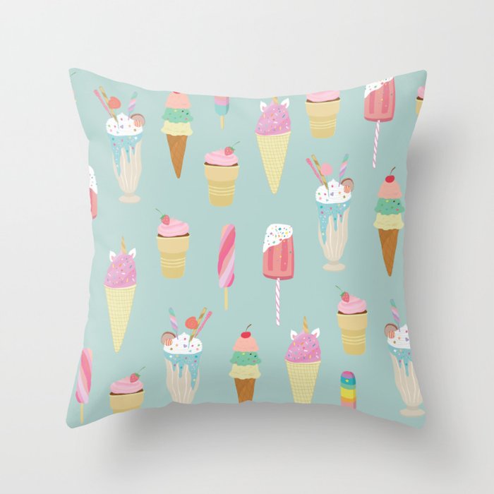 Vintage Ice Cream Pattern Throw Pillow Gallery Image 6