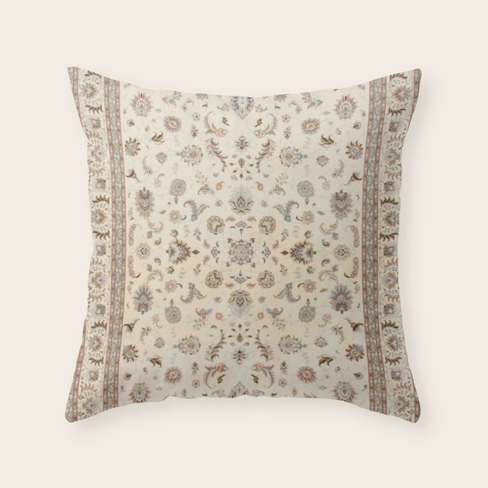 Antique Persian Delicate Ivory Cream  Throw Pillow Gallery Image 6
