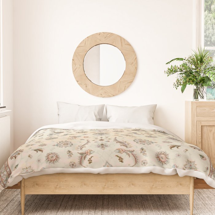 Antique Persian Delicate Ivory Cream  Duvet Cover Gallery Image 3