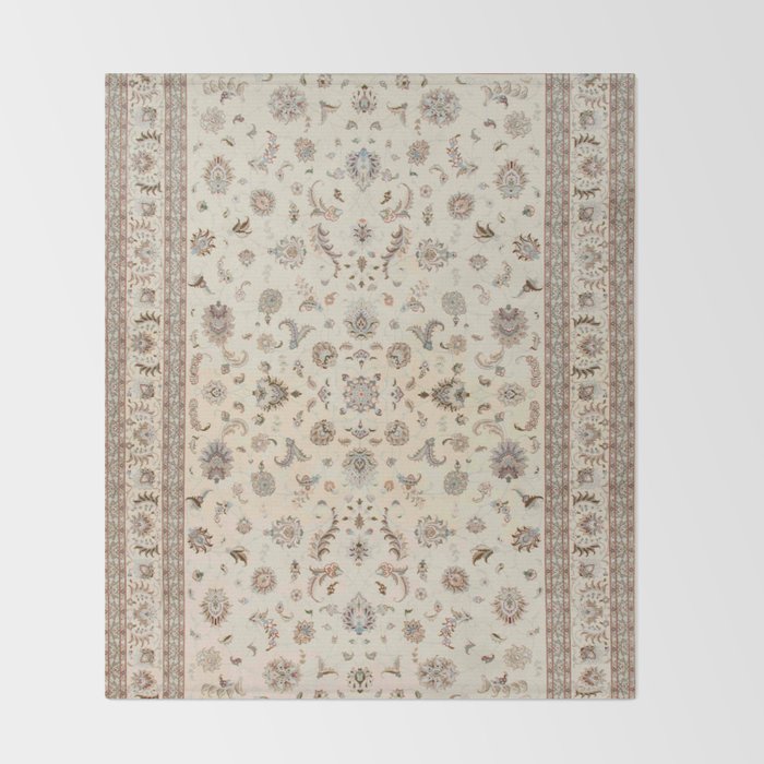 Antique Persian Delicate Ivory Cream  Throw Blanket Gallery Image 2