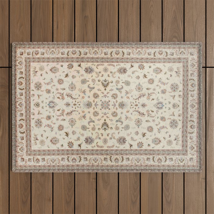Antique Persian Delicate Ivory Cream  Outdoor Rug Gallery Image 1