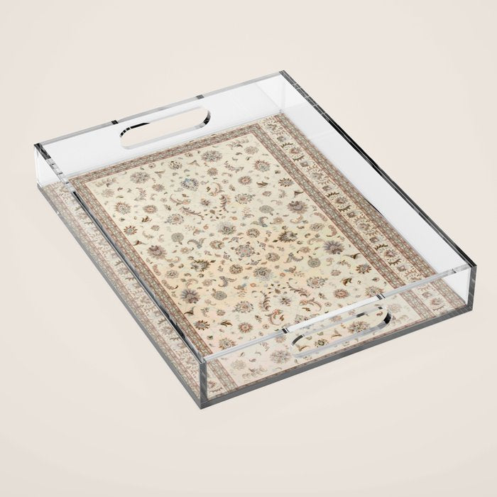 Antique Persian Delicate Ivory Cream  Acrylic Tray Gallery Image 1