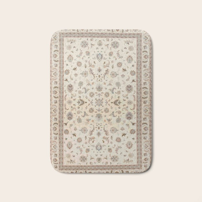 Antique Persian Delicate Ivory Cream  Bath Mat Gallery Image 1