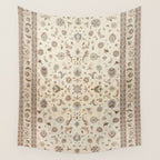 Antique Persian Delicate Ivory Cream  Wall Tapestry Gallery Image 4