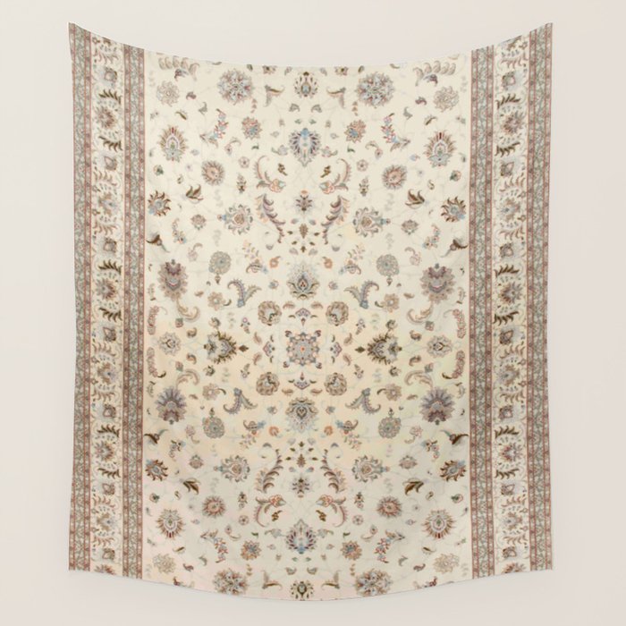 Antique Persian Delicate Ivory Cream  Wall Tapestry Gallery Image 4