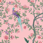 Chinoiserie Pink Fresco Floral Garden Birds Oriental Botanical Coffee Mug Gallery Image 2
